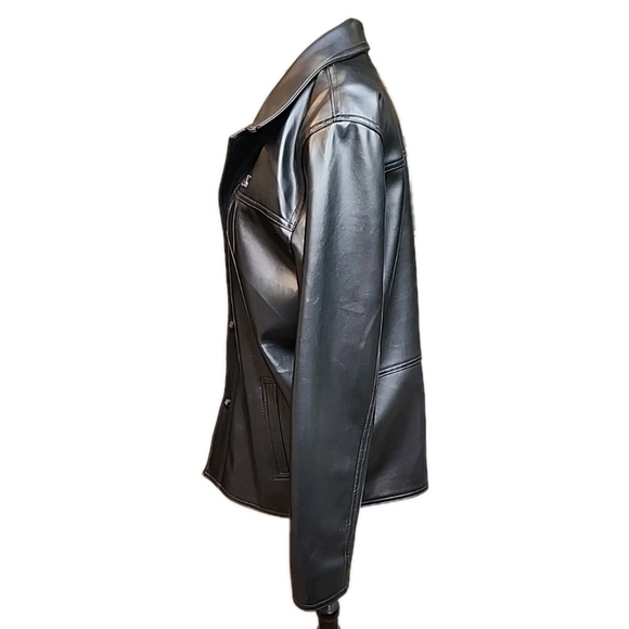 GA Milano Black Leather jacket With GA Lining Size LARGE Button Up Jacket Coat - Picture 4 of 8